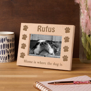Custom Wooden Paw Print Home Is Where the Dog Is Etched Frames