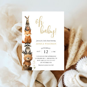 Custom Woodland Animals Cute rustic Baby Shower  Invitation