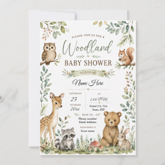 Custom Woodland Baby Shower | Forest Animals Invitation