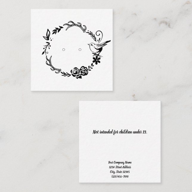 Custom Woodland Wreath Stud Earring Display Card (Front/Back)