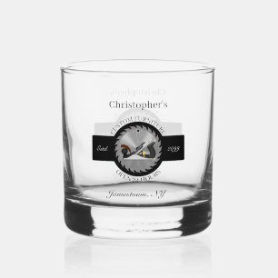 Custom Woodwork Saw Blade Plane Drinkware Rocks Whiskey Glass