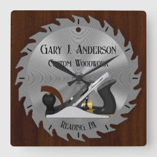 Custom Woodwork Saw Blade Planer Clock