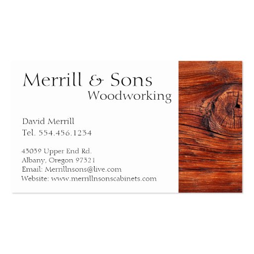 Custom Woodworking Cabinets Business Card Template