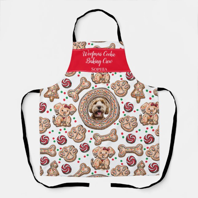 Custom Woofmas Cookie Baking Crew Pet Dog Xmas Apron (Front)