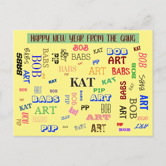 Custom Word Cloud Personalised Family Name Postcard (Front)