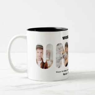 Custom Word Photo Collage World's Best Uncle Two-Tone Coffee Mug