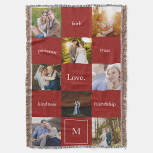 Custom Words and Photos Meaningful Gift Red Throw Blanket