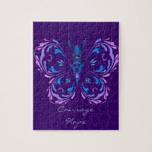 Custom Words Courage Hope Purple Butterfly Jigsaw Puzzle