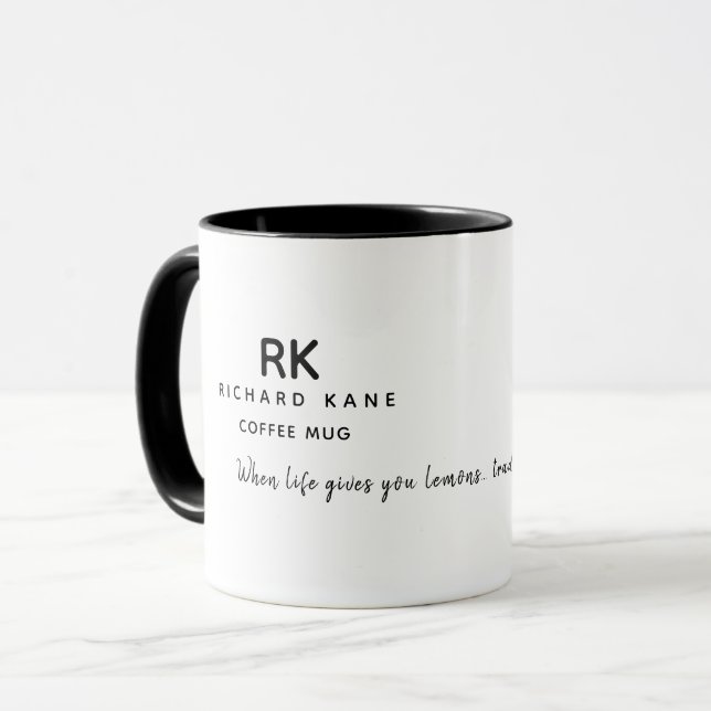 Custom Words 'Lemons for Coffee' monogrammed Mug (Front Left)