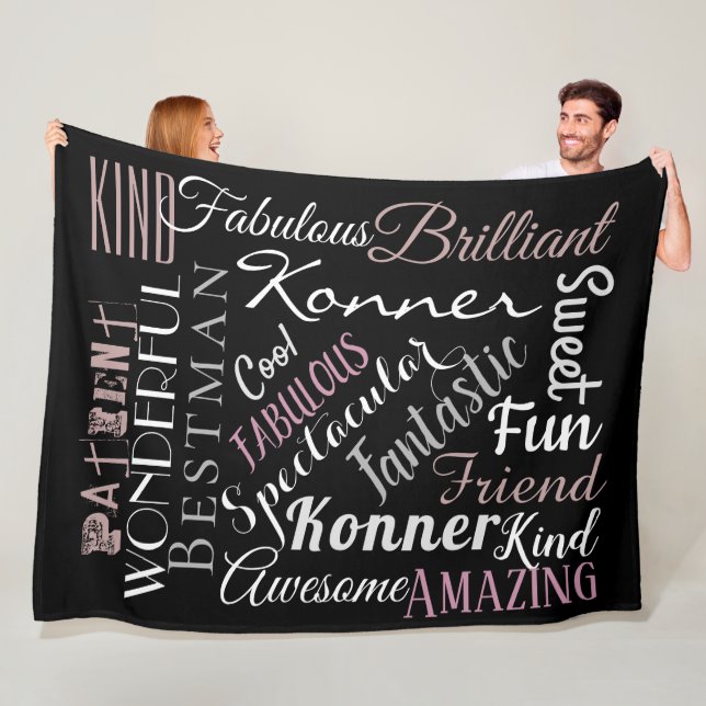 Custom Words Personalised Positive Attributes Fleece Blanket (In Situ)