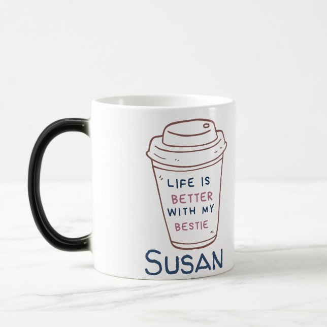 Custom Work Bestie Coffee Lover Gift Magic Mug (Left)