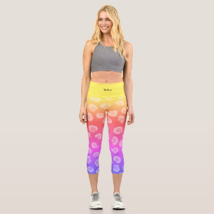 Custom workout colourful gradient leopard stylish capri leggings