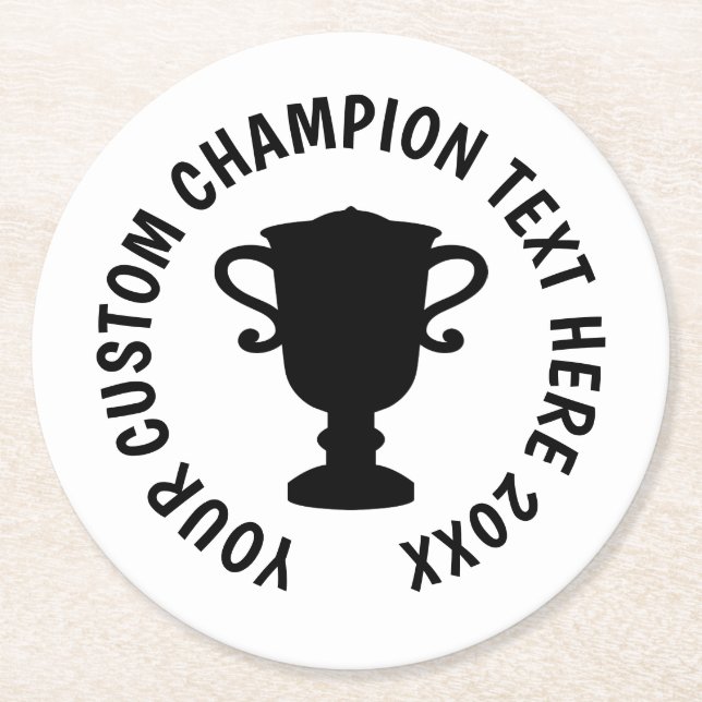 Custom World Champion trophy silhouette Round Paper Coaster (Front)