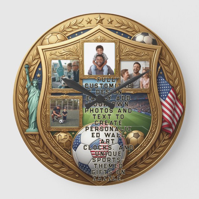 Custom World Cup Family  Large Clock (Front)
