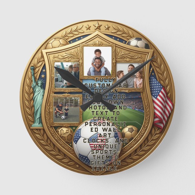 Custom World Cup Family  Round Clock (Front)
