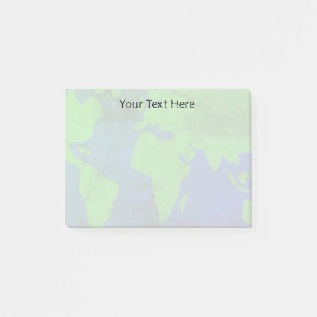Custom world map planet earth watermark image post-it notes (Front)