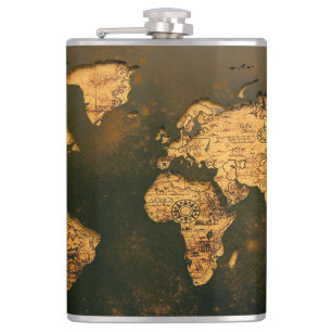 Custom world map Wine Flask