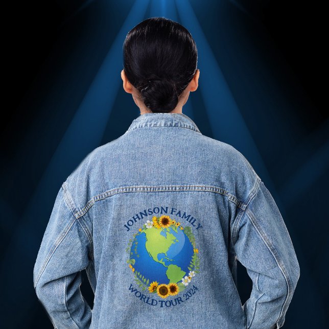 Custom World Tour Earth in Sunflowers Band Denim Jacket (Creator Uploaded)