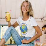 Custom World Tour Earth in Sunflowers Cute Women's T-Shirt<br><div class="desc">Customise these awesome world tour women's t-shirts for a touring band or family vacation road trip. The planet is wrapped in a beautiful floral wreath of sunflowers and vines. Cute custom travel tees to explore the Earth.</div>