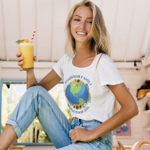 Custom World Tour Earth in Sunflowers Cute Women's T-Shirt