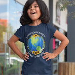Custom World Tour Earth Sunflowers Kids Trip T-Shirt<br><div class="desc">Customise these awesome world tour kids t-shirts for a touring band or family vacation road trip. The planet is wrapped in a beautiful floral wreath of sunflowers and vines. Cute custom travel tees to explore the Earth.</div>