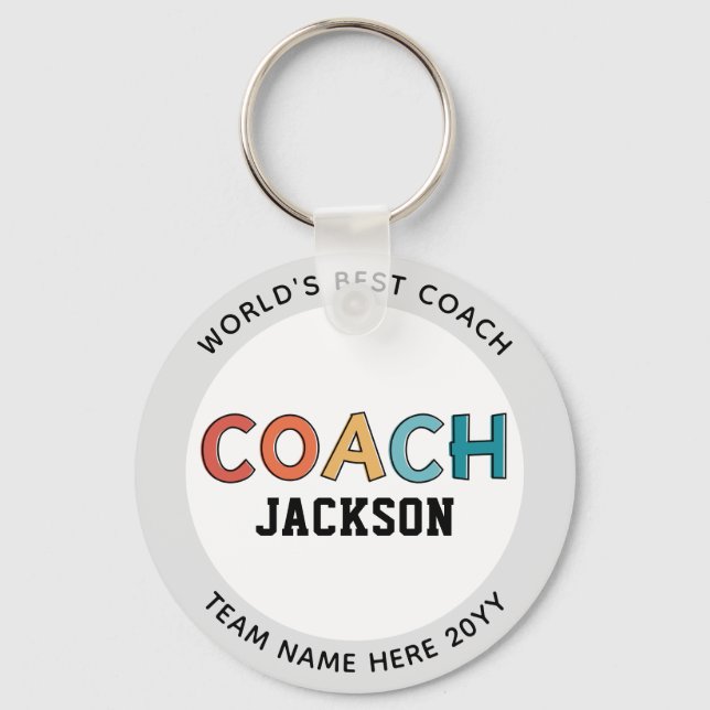 Custom World's Best Coach | Retro Team Coach Gifts Key Ring (Front)