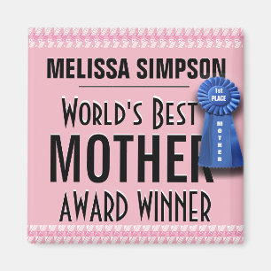 Custom World's Best Mother Award Ribbon Magnet