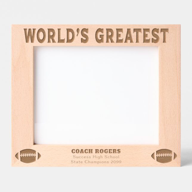 Custom World's Greatest Football Coach Etched Frames (Front)