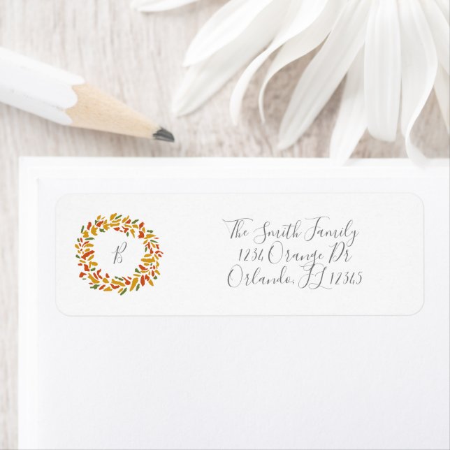 Custom Wreath Autumn Painting Return Address Label (Insitu)