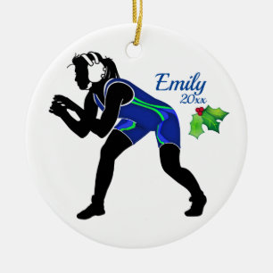 Custom Wrestling Christmas Ornament Blue