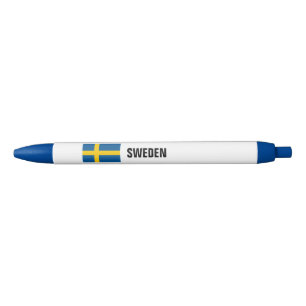 Custom writing pens with Swedish flag of Sweden