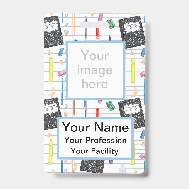 Custom Writing Supplies - School Series Badge ID Badge (Front)