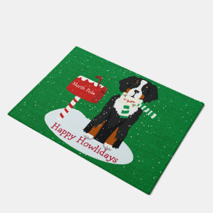 Custom Xmas Bernese Mt Dog Letter To Santa Burlap Doormat