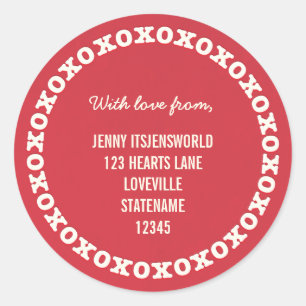 Custom XOXO Address Sticker   Red