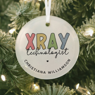 Custom Xray Technologist X-ray Tech Gifts Glass Tree Decoration