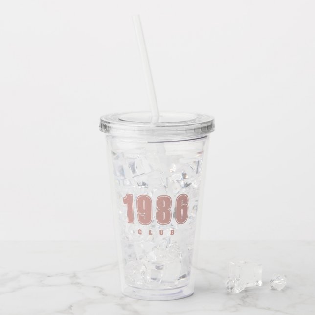 Custom Year - 1986 Club - trendy pink  Acrylic Tumbler (Front Ice)