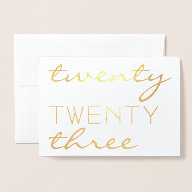 Custom Year 2023 Modern Typography Chic Elegant Foil Card (Front With Envelope)