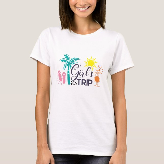 Custom Year Beach Girl's Trip Matching T-Shirt (Front)