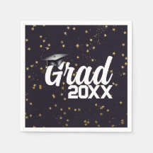 Custom Year Blue Gold Glitter Graduation Party
