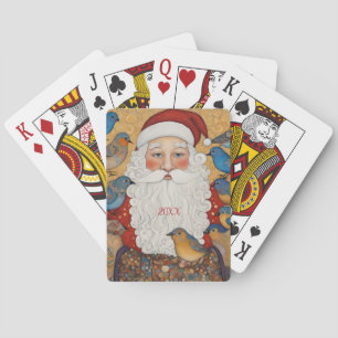 Custom Year Boho Santa Claus Playing Cards