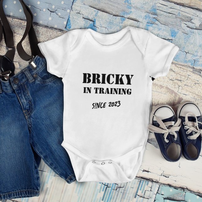 Custom Year "Bricky in Training" Funny Bricklayer Baby Bodysuit (Creator Uploaded)