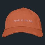 Custom Year Decade Born Birthday 80s Quote Unique Embroidered Hat<br><div class="desc">Celebrate your 80s roots with this trendy embroidered baseball cap featuring the simple yet bold "Made in the 80s" text. With a minimalist retro design and customisable thread colour, this cap is perfect for casual outings, nostalgic get-togethers, or just showing off your love for all things 80s. Ideal for anyone...</div>