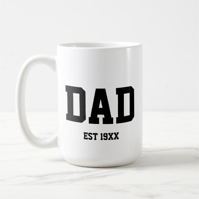 Custom year fathers day dad established dad gift coffee mug (Left)