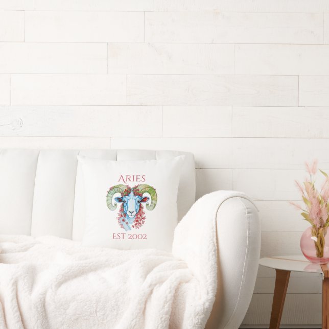Custom Year Floral Aries Throw Pillow (Couch)