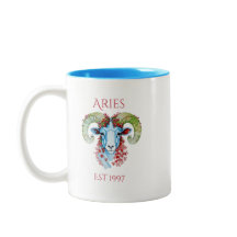 Custom Year Floral Aries Two-Tone Mug