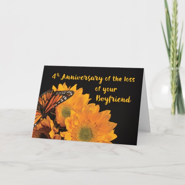 Custom Year Fourth Anniversary Loss of Boyfriend Card (Front)