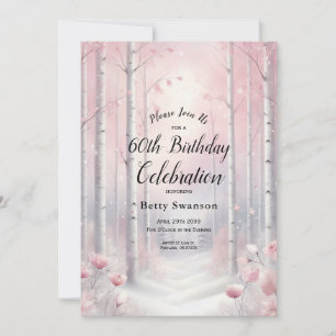 Custom Year Frosted Petals in Winter Birthday  Invitation