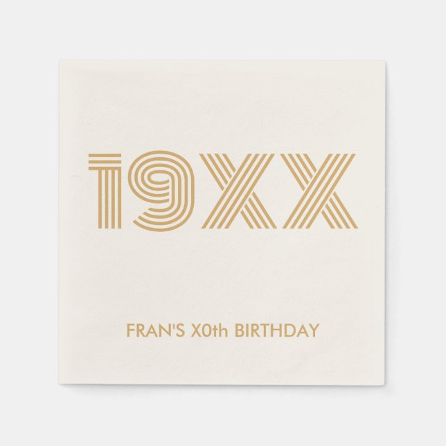 Custom Year Gold Personalised Birthday Napkins (Front)