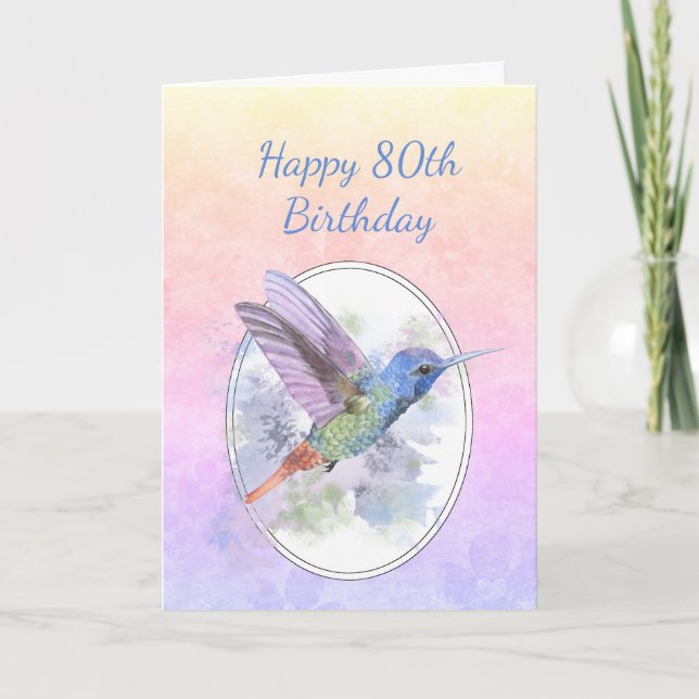 Custom Year Happy Birthday 80th Hummingbird Bird Program (Front)