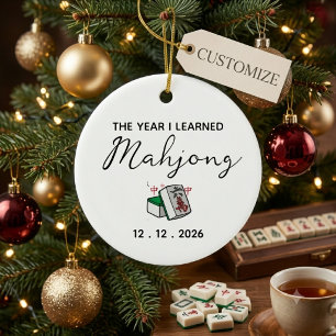 Custom Year I Learned Mahjong Christmas  Ceramic Ornament